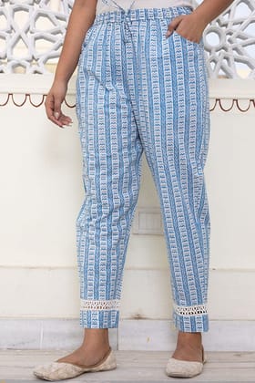Pastel Blue Organic Cotton Cigarette Pants