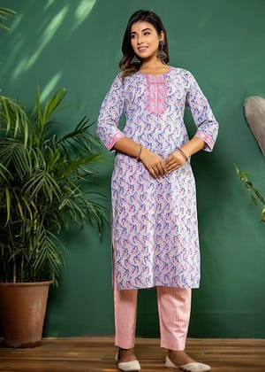 Sky Blue Organic Cotton Straight Kurta with Pockets Sky Blue Organic Cotton Straight Kurta with Pockets