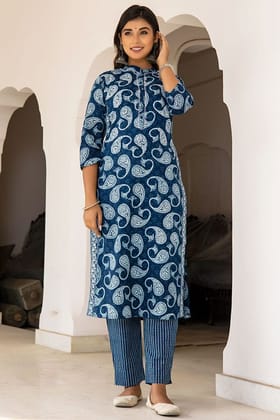 Indigo Organic Cotton Straight Kurta with Pockets Indigo Organic Cotton Straight Kurta with Pockets
