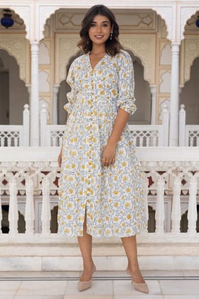 Yellow White Organic Cotton Dress