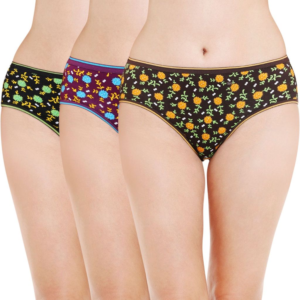 Bodycare women's combed cotton assorted Hipster Panty Pack of 3 ( 500D ) - Briefs | Buy online on ZillyBuy
