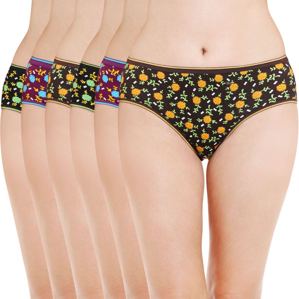 Bodycare women's combed cotton assorted Hipster Panty Pack of 6 ( E500-D ) - Briefs | Buy online on ZillyBuy