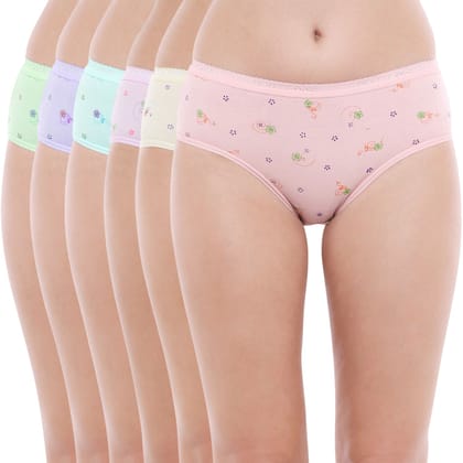 Bodycare women's combed cotton assorted Hipster Panty Pack of 6 ( E3000 )