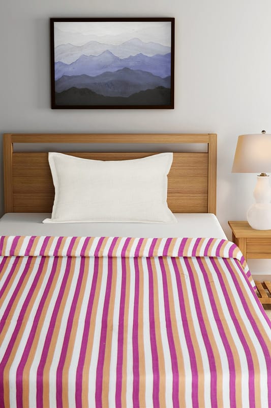 APCO Handloom Cotton Bedsheet | Single Size Bedsheet | Pure Handloom Cotton Bedsheets | All Season Comfort | Handmade Handloom Bedsheet 72 x 48 Inches | TC 80 | PB0007 - Sarees | Buy online on ZillyBuy