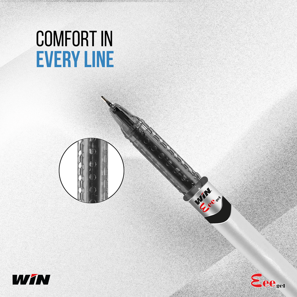 Win Eee Gel Pens | 50 Pcs ( 25 Blue Ink & 25 Black Ink) | Dark Gel Pen Ink for Smudge Proof Writing | Ideal for School, Office & Business Use | 0.6 mm Tip for Smooth Flow of Ink | Ergonomic Grip for Comfortable Writing | Gel Pens