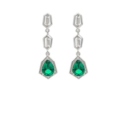 Silver Green Tassel Earrings