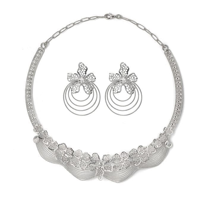 Silver Camellia Necklace Set - Jewellery Sets | Buy online on ZillyBuy