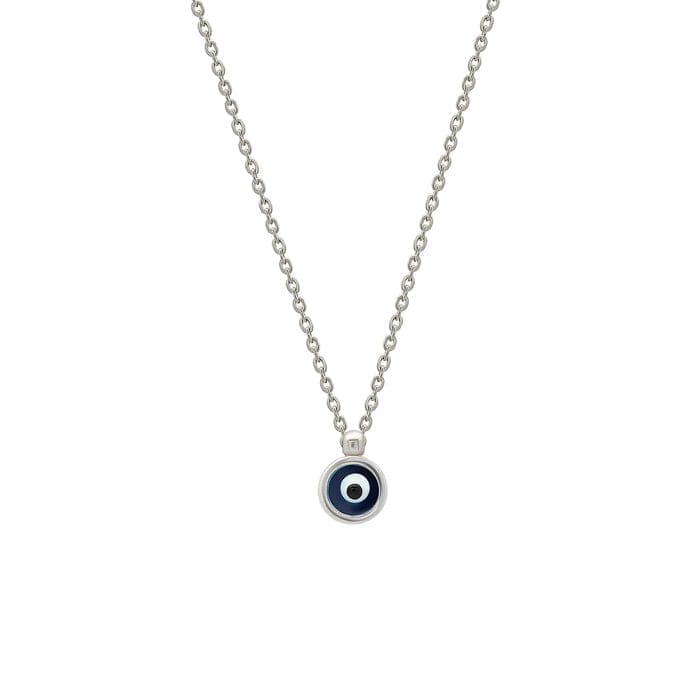 Silver Tiny Dark Evil Eye Pendant with Chain - Jewellery Sets | Buy online on ZillyBuy