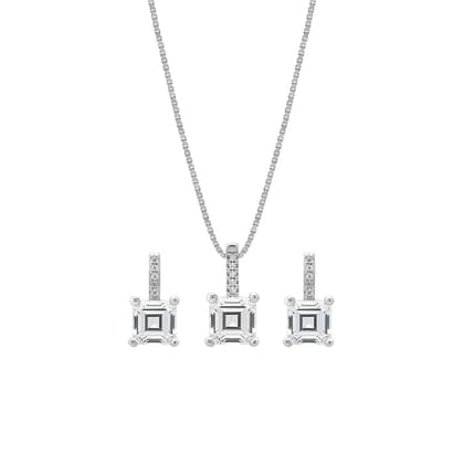 Silver Mini Cube Pendant Set with Box Chain