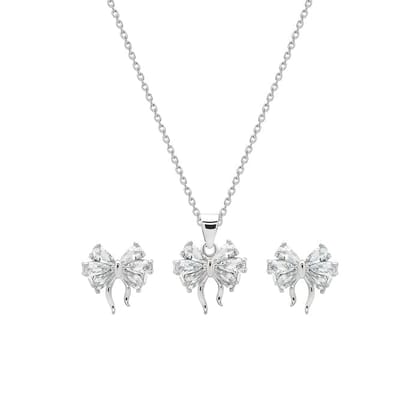Silver Butterfly Pendant Set