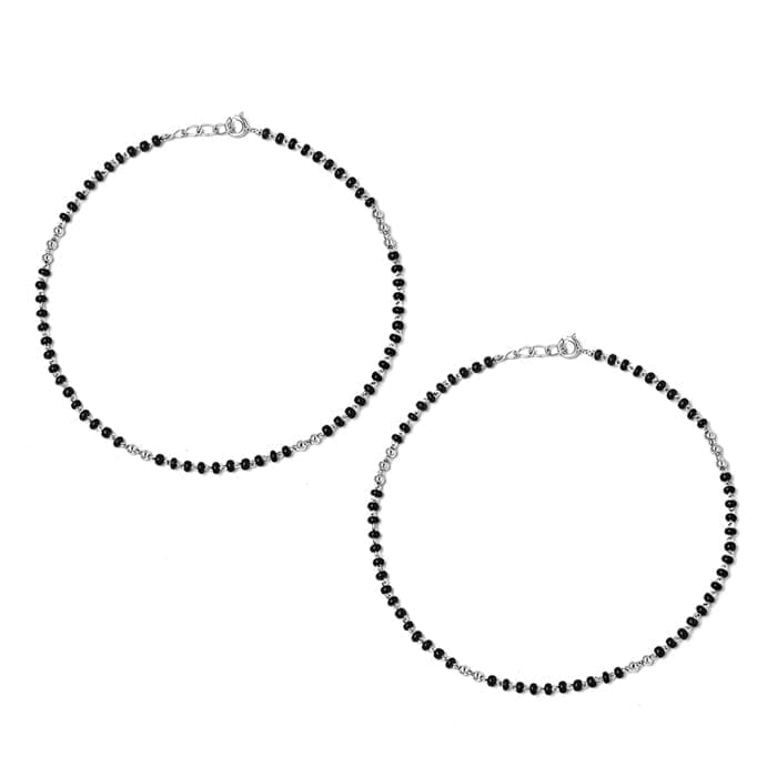 Silver Dainty Black Beads Pair Of Anklets - Jewellery Sets | Buy online on ZillyBuy