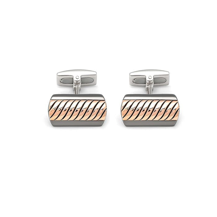 18k Rose Gold Plated Silver Wavy Limited Edition Cufflinks - Jewellery Sets | Buy online on ZillyBuy
