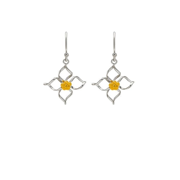 18k Gold Plated Two Tone Silver Daffodil Earrings - Jewellery Sets | Buy online on ZillyBuy