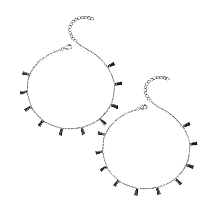 Silver Radiant Pair of Anklets (Black) - Jewellery Sets | Buy online on ZillyBuy