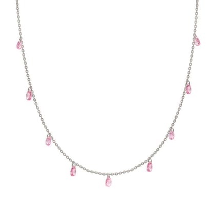 Silver Pink Crystalized Necklace