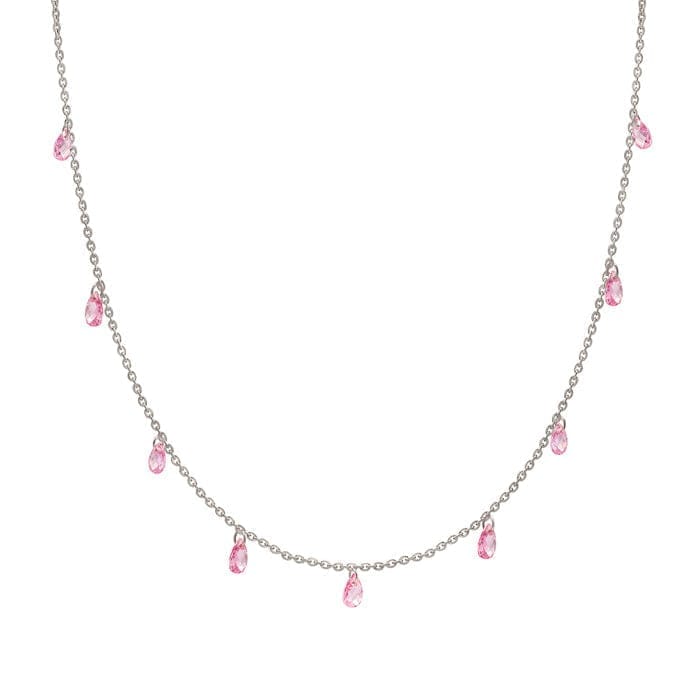 Silver Pink Crystalized Necklace