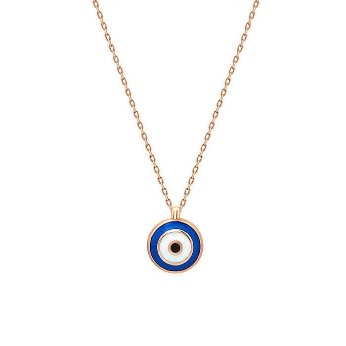 Rose Gold Dark Evil Eye Shield Necklace