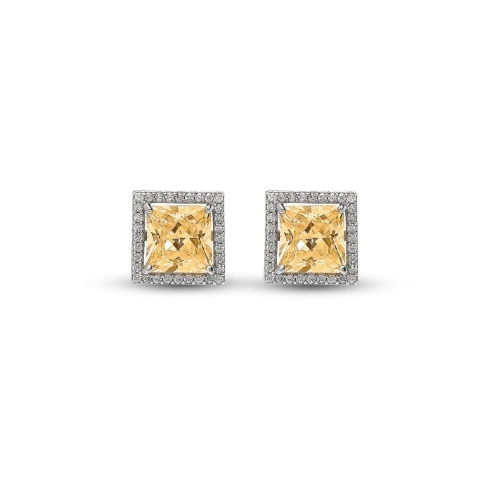 Silver Champagne Crystal Square Studs - Jewellery Sets | Buy online on ZillyBuy