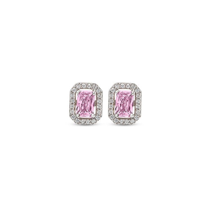 Silver Pink Poise Studs