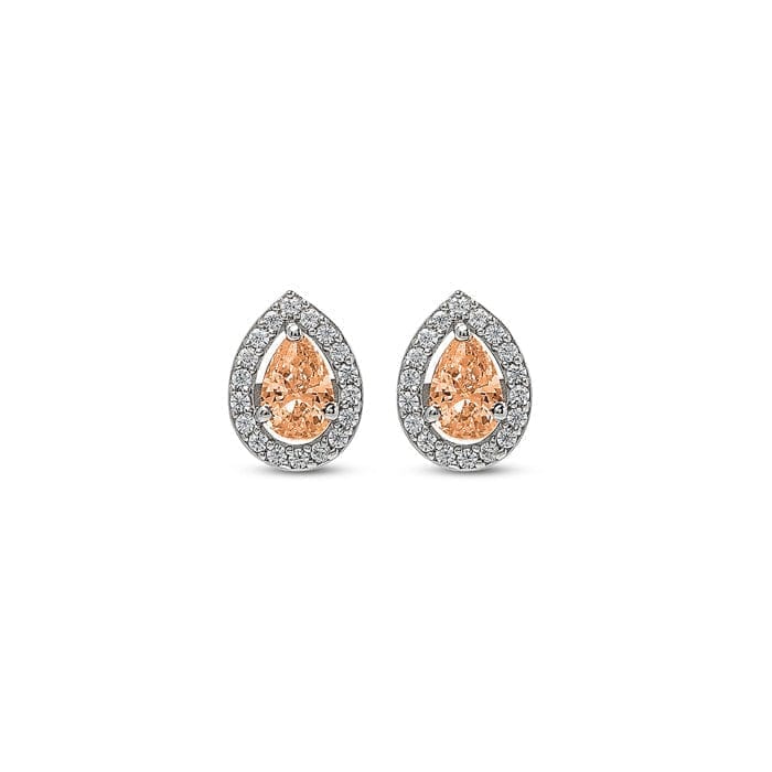 Silver Champagne Crystal Pear Studs - Jewellery Sets | Buy online on ZillyBuy