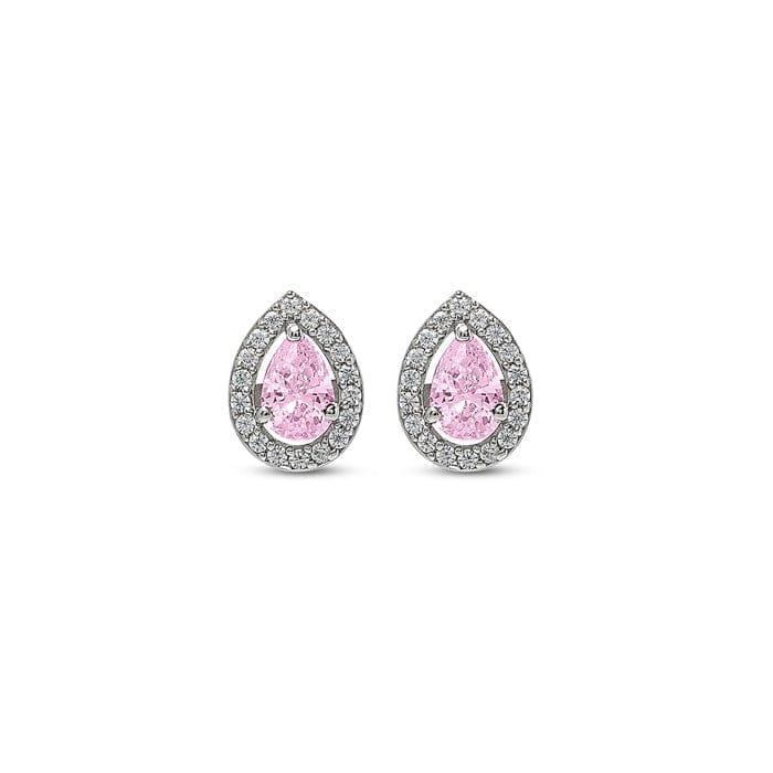 Silver Pink Poise Pear Studs - Jewellery Sets | Buy online on ZillyBuy