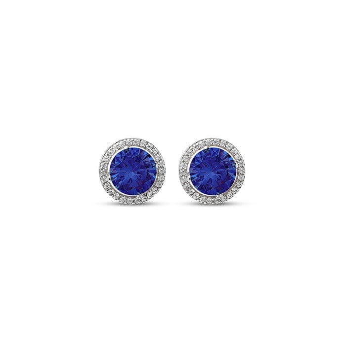 Silver Blue Eternity Round Studs