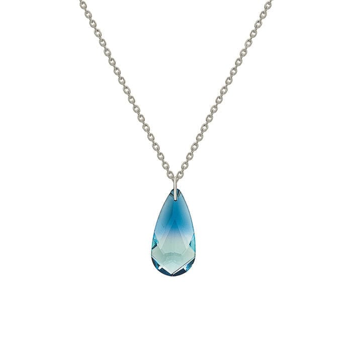 Silver Aqua Drop Pendant with Chain