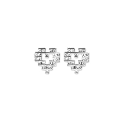 Silver Digital Love Earrings