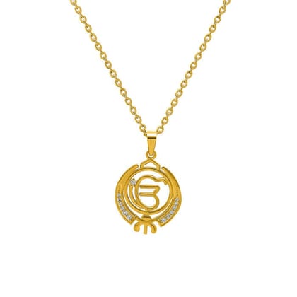 18k Gold plated Ik Onkar Pendant with Chain