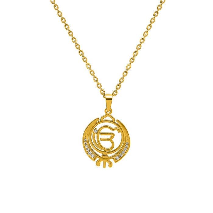 18k Gold plated Ik Onkar Pendant with Chain