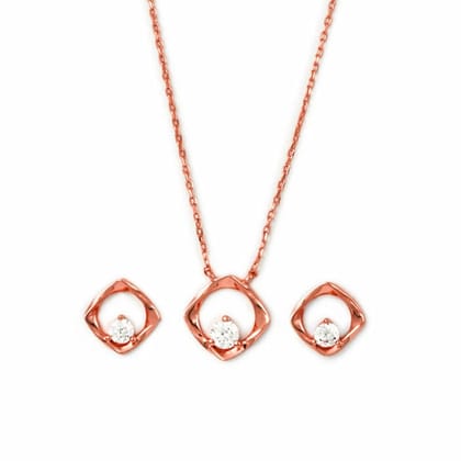 Rose Gold Crystal Window Necklace Set