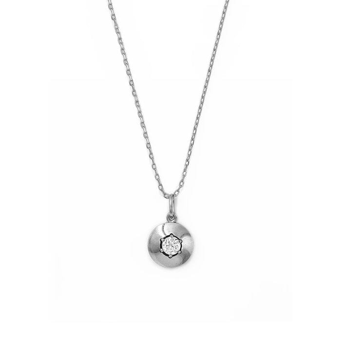 Silver Round Illusion Pendant with Chain