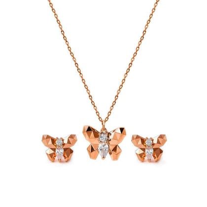 Rose Gold Flutter Pendant Set