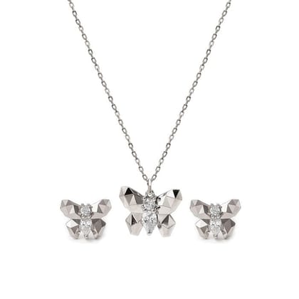Silver Flutter Pendant Set