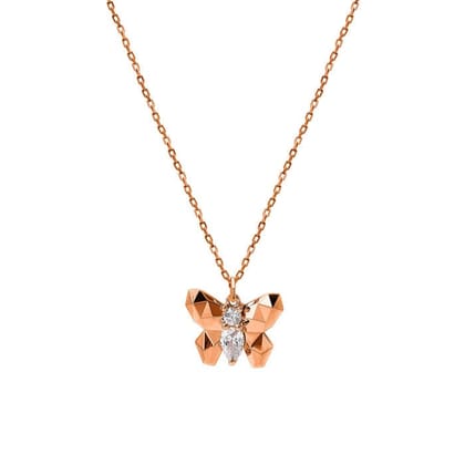 Rose Gold Flutter Pendant with Chain