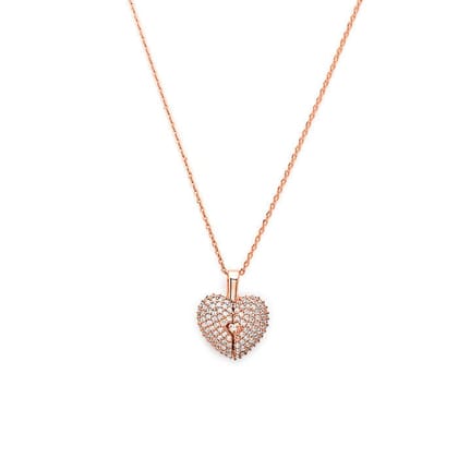 Rose Gold Open Heart Pendant with Chain