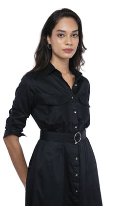 Knot N Needle: Black Belted Shirt Dress