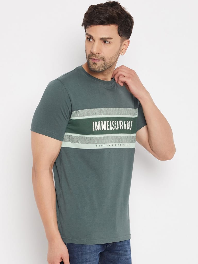 Best Men Duke Stardust Men's Half Sleeve Cotton T-shirt (MLF7051Stone Green) 2025 at ShopCircuit