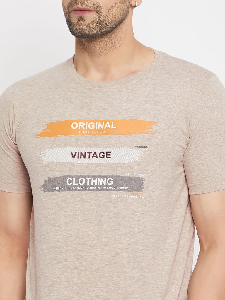 Exclusive Men Duke Stardust Men's Half Sleeve Cotton T-shirt (MLF5827Beige Melange) 2025 at Shop
