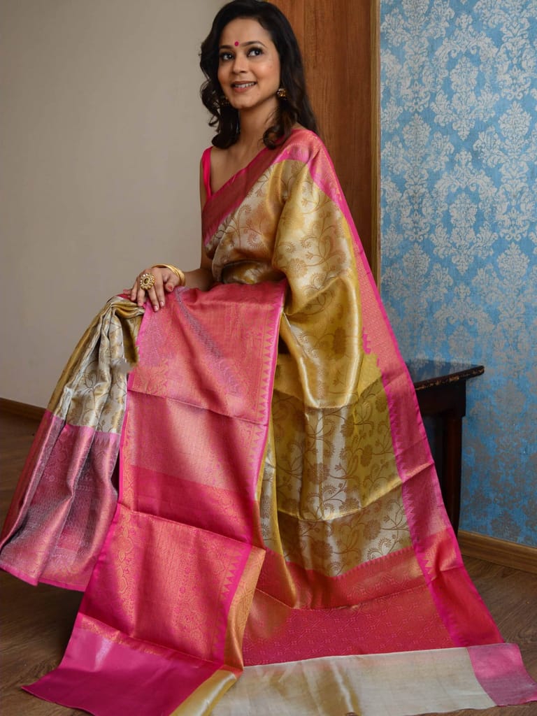 Banarasi Tissue Brocade Silk Saree With Stylish Border