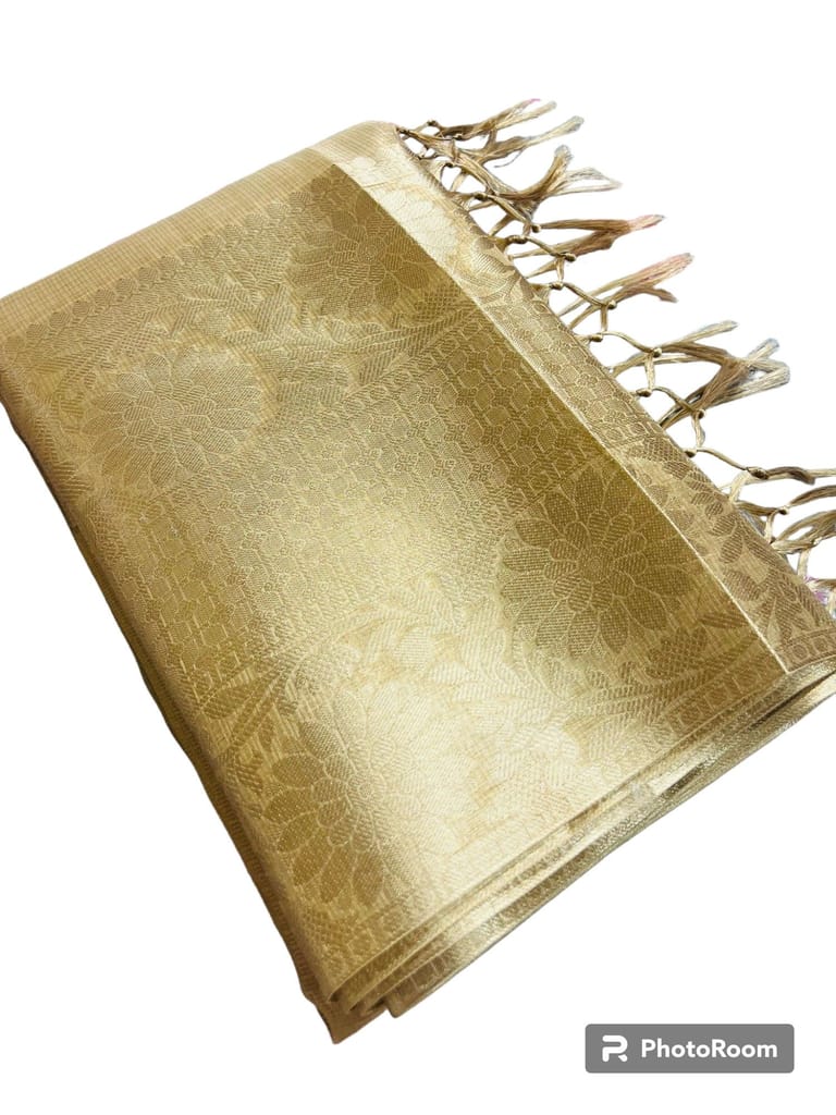 Banarasi All Over Tissue Silk Fancy Flower Design Party Wedding Wear Saree