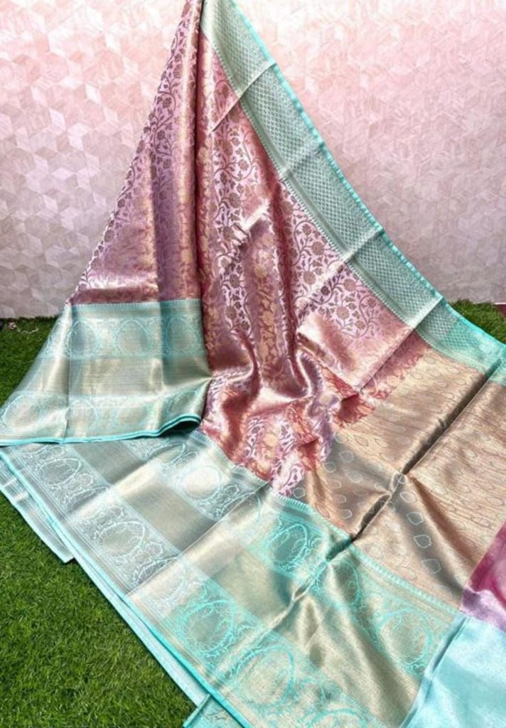 BANARASI ALL OVER TISSUE SILK TANCHUI PINK COLOR SAREE