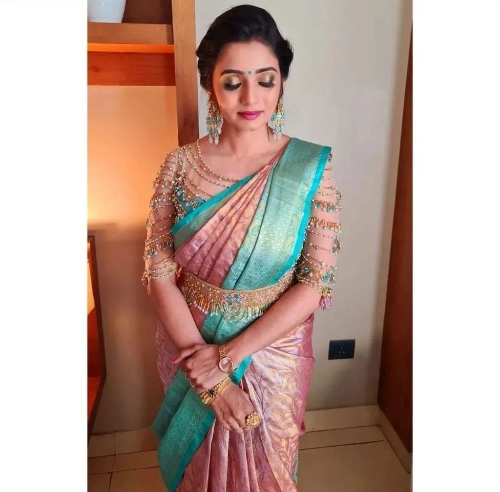 BANARASI ALL OVER TISSUE SILK TANCHUI PINK COLOR SAREE