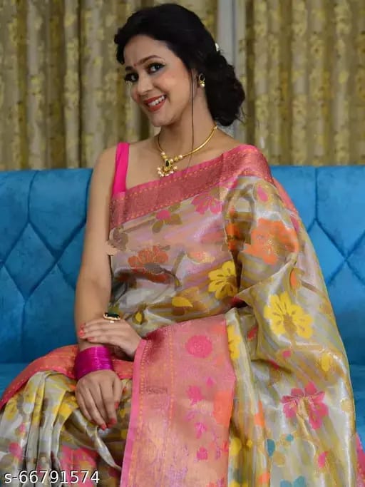 BANARASI ALL OVER TISSUE SILK FANCY PARTY WEDDING WEAR SAREE