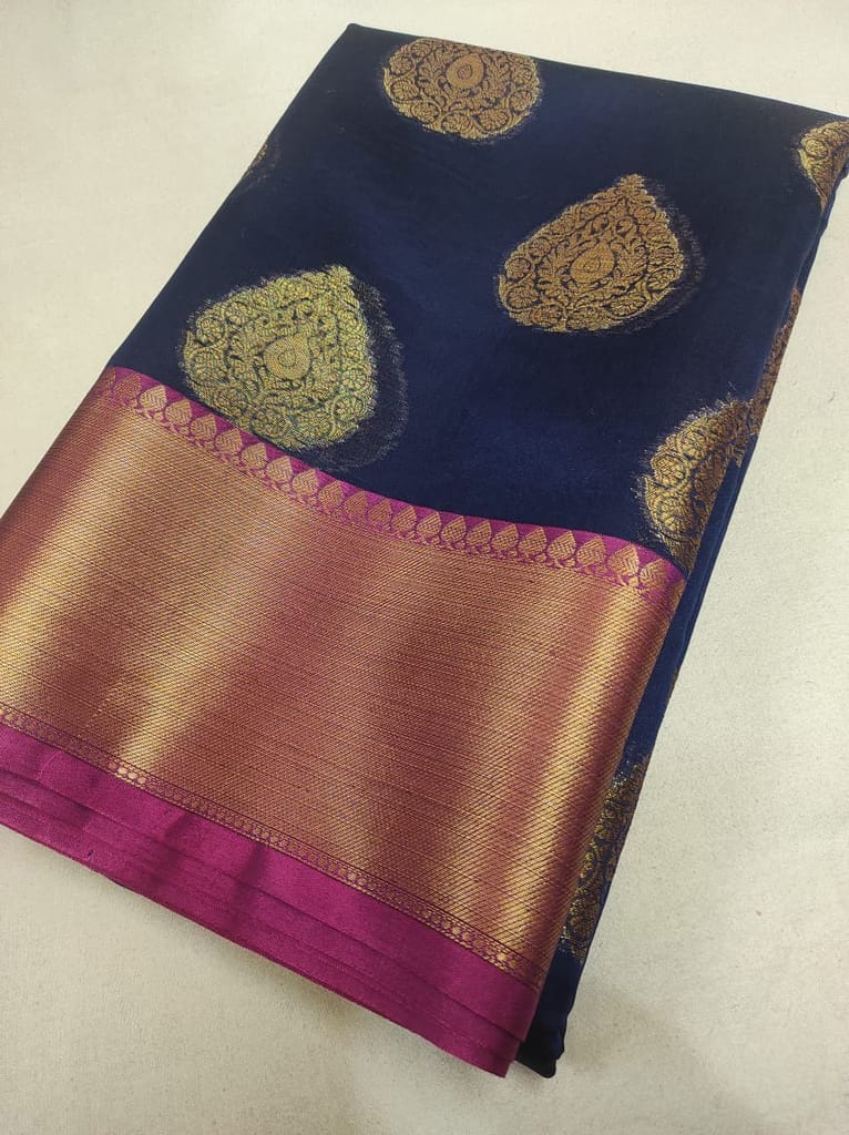 BANARASI COTTON CHANDERI SILK FANCY PAAN BUTA SAREE