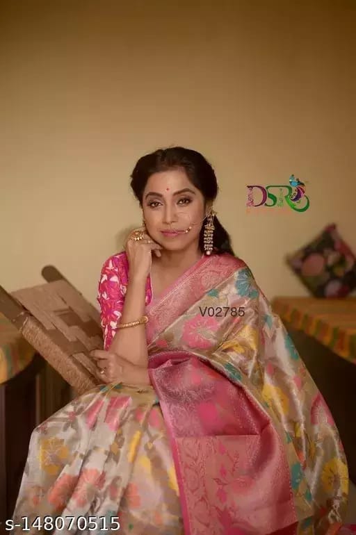 BANARASI TISSUE SILK FANCY MEENA DESIGN PARTY WEDDING WEAR SAREE