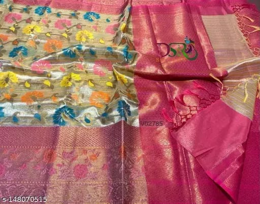 BANARASI TISSUE SILK FANCY MEENA DESIGN PARTY WEDDING WEAR SAREE