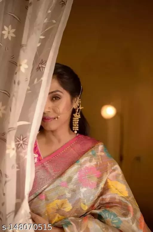 BANARASI TISSUE SILK FANCY MEENA DESIGN PARTY WEDDING WEAR SAREE