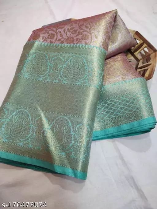 BANARASI TISSUE SILK FANCY BIG BORDER PARTY WEDDING WEAR BRIDAL WEAR SAREE