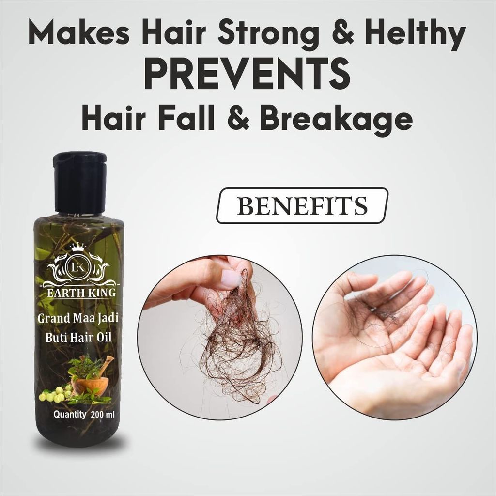 EARTH KING Grand Maa Jadi Buti Hair Oil | Jadibuti | Helps in Hair Fall Control and Hair Growth with Natural Herb for Men & Women � 200Ml